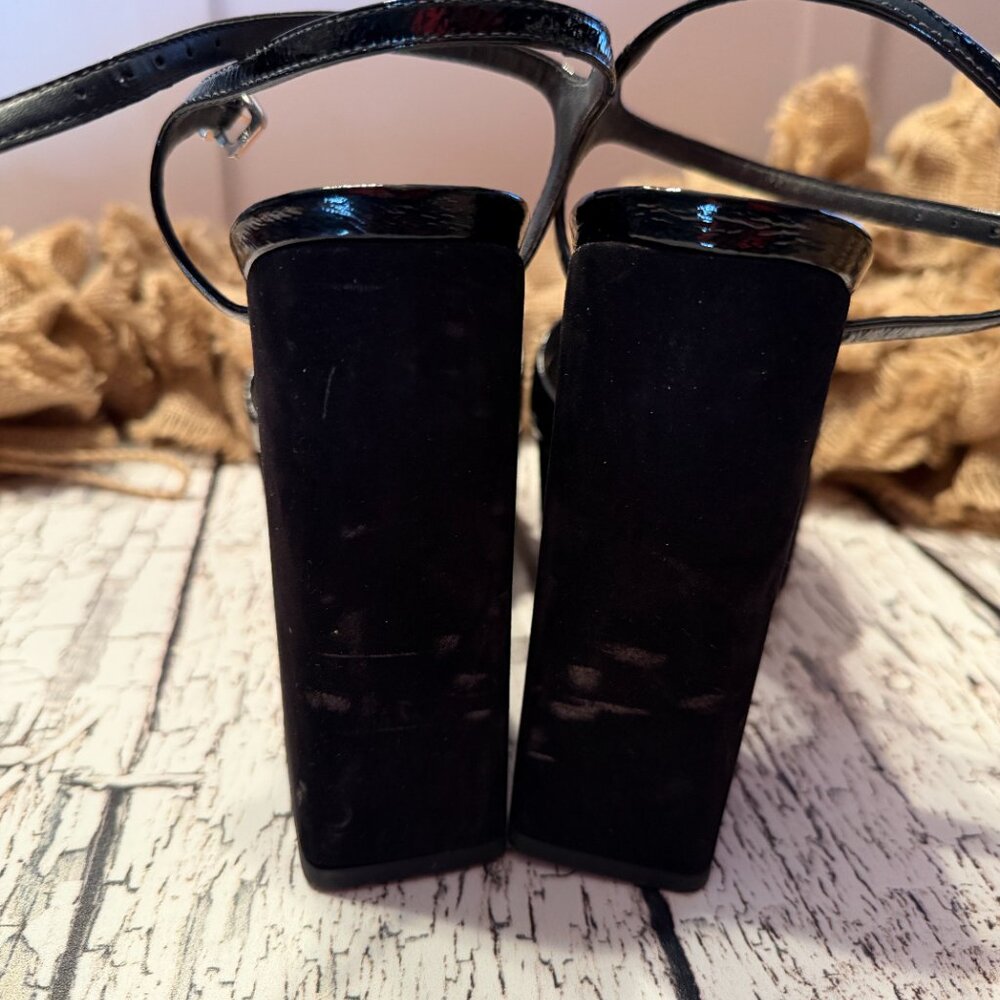 Womens Maeve Anthropologie Platform Ankle Buckle Heels Black Size 40 - Picture 4 of 7